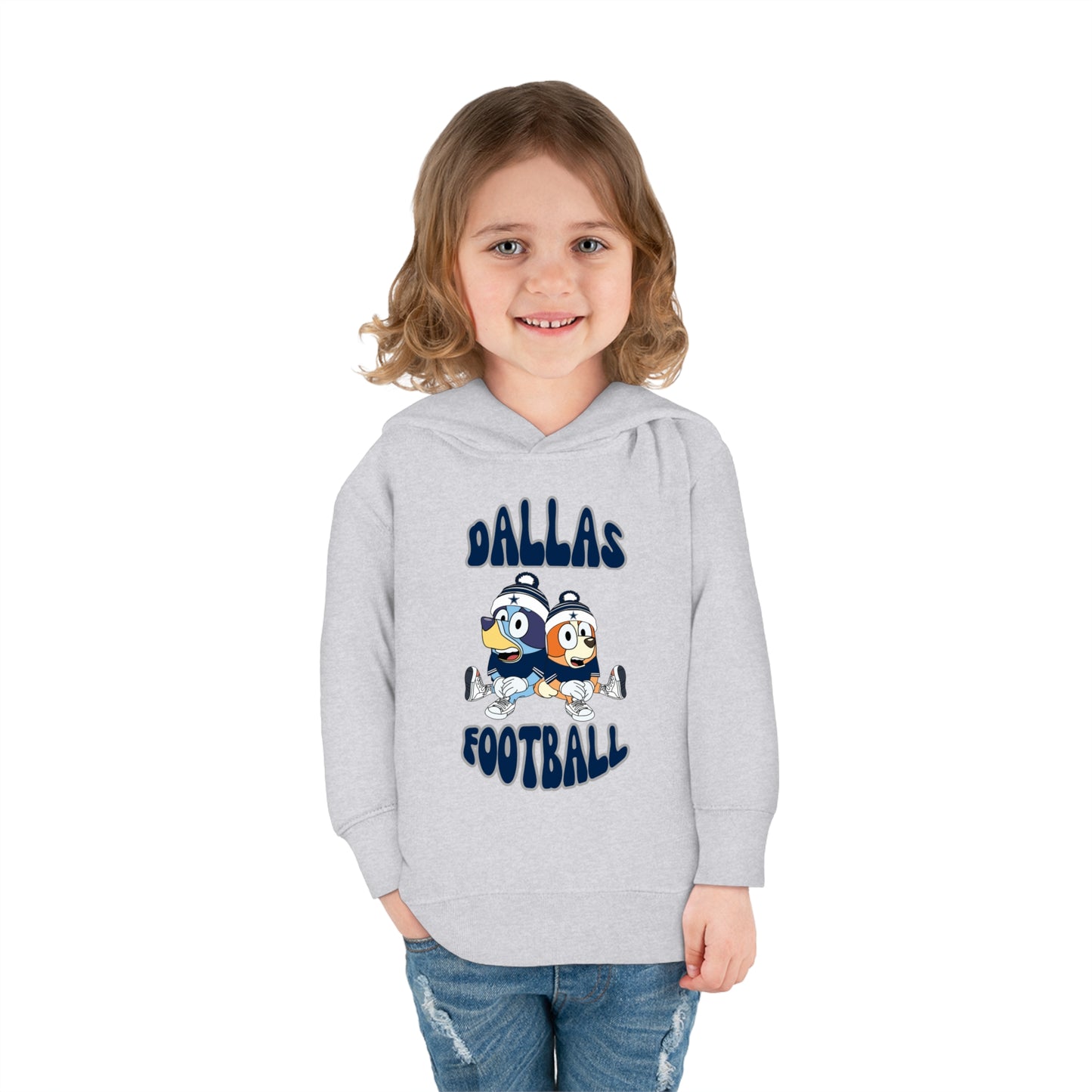 Toddler Bluey & Bingo Design Dallas Football - Inspired Pullover Fleece Hoodie