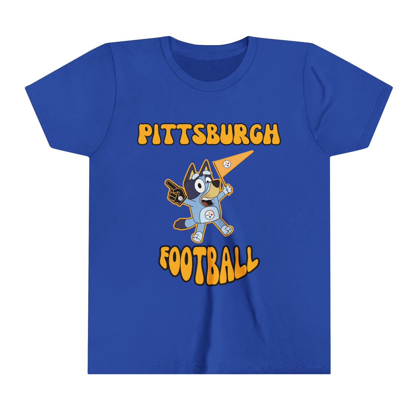 Youth Bluey Design Pittsburgh Steelers Football -Inspired T-Shirt