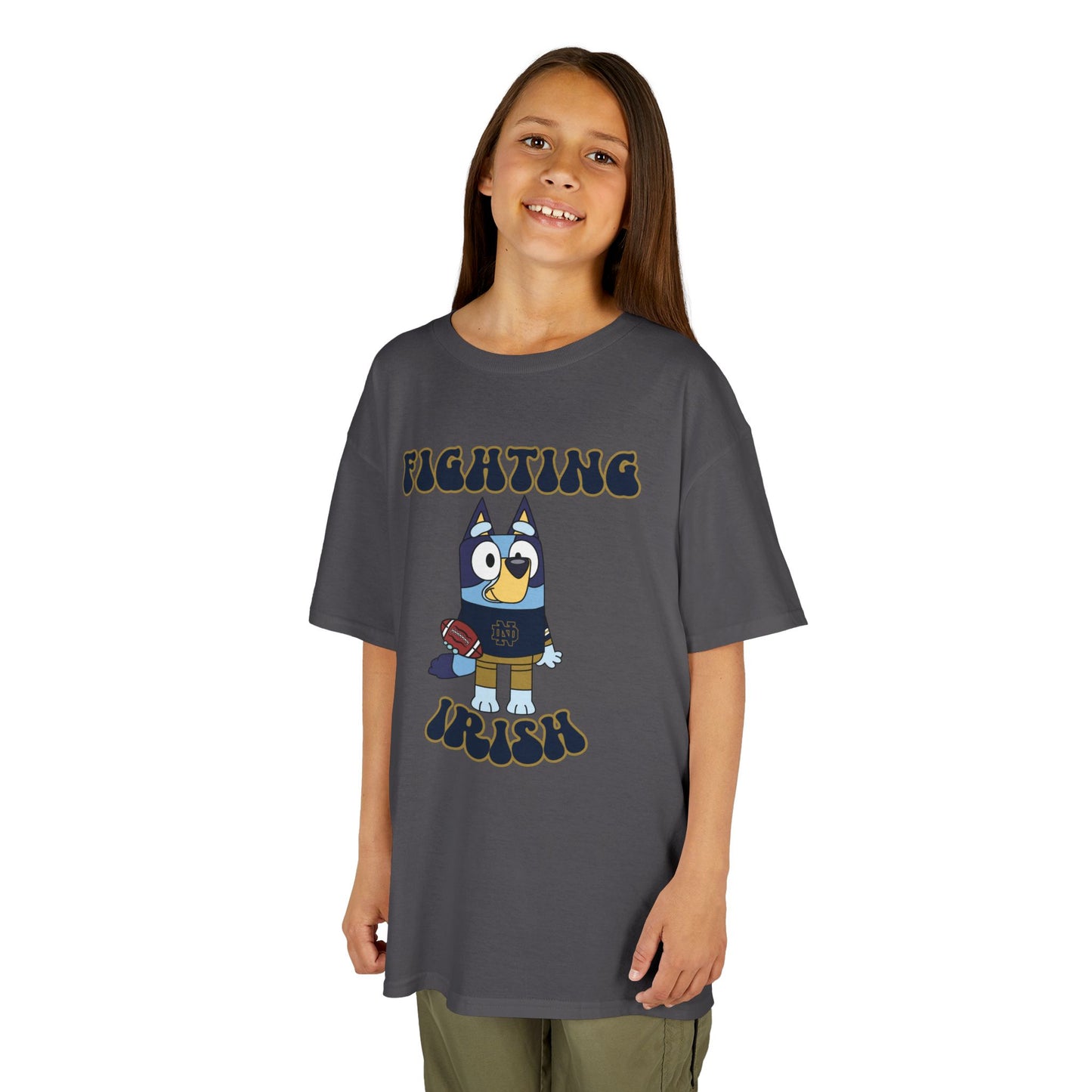 Bluey Fighting Irish Design College Football Youth Tee