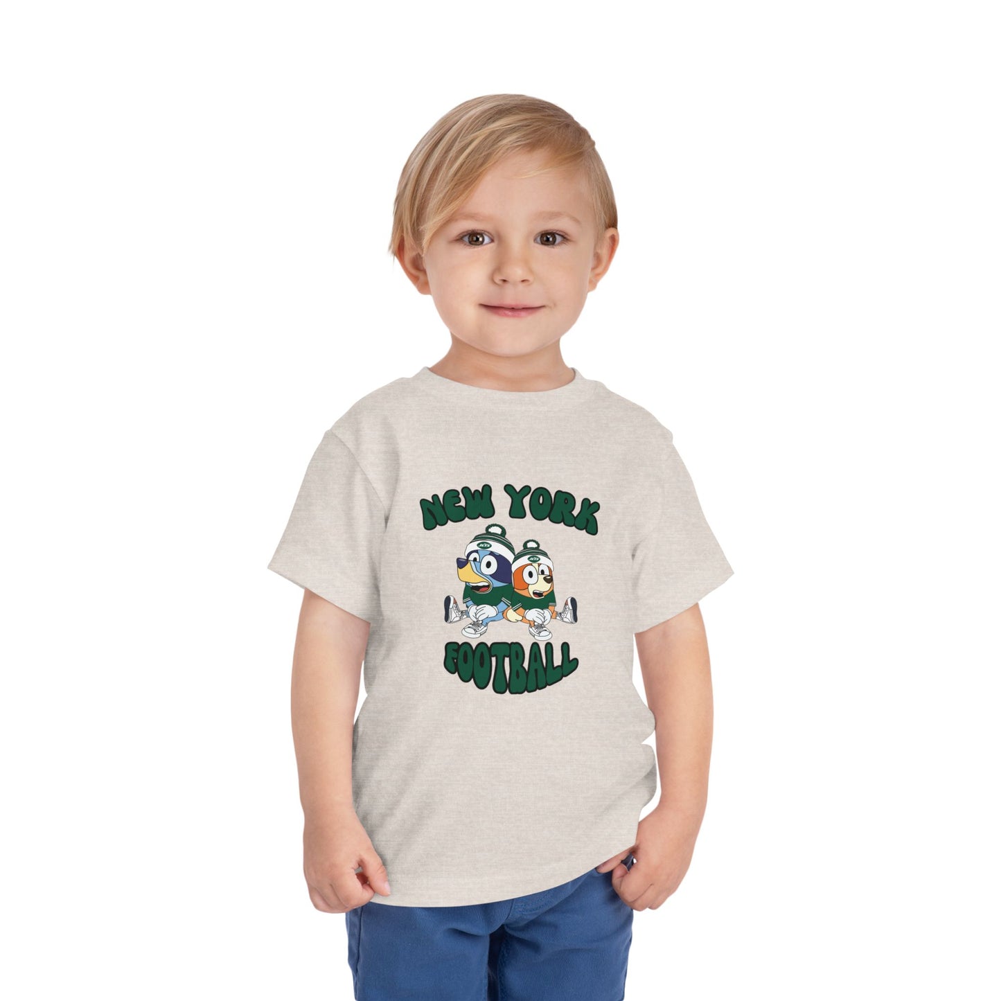 Toddler Bluey & Bingo Design New York Jets Football - Inspired T-Shirt