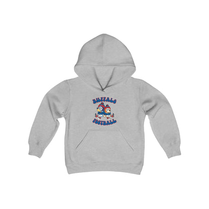 Youth Bluey & Bingo Design Buffalo Bills Football - Inspired Heavy Blend Hooded Sweatshirt