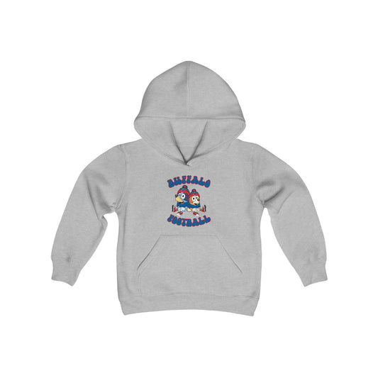 Youth Bluey & Bingo Design Buffalo Bills Football - Inspired Heavy Blend Hooded Sweatshirt