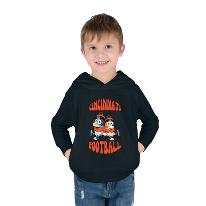 Toddler Bluey & Bingo Design Cincinnati Bengals Football - Inspired Pullover Fleece Hoodie