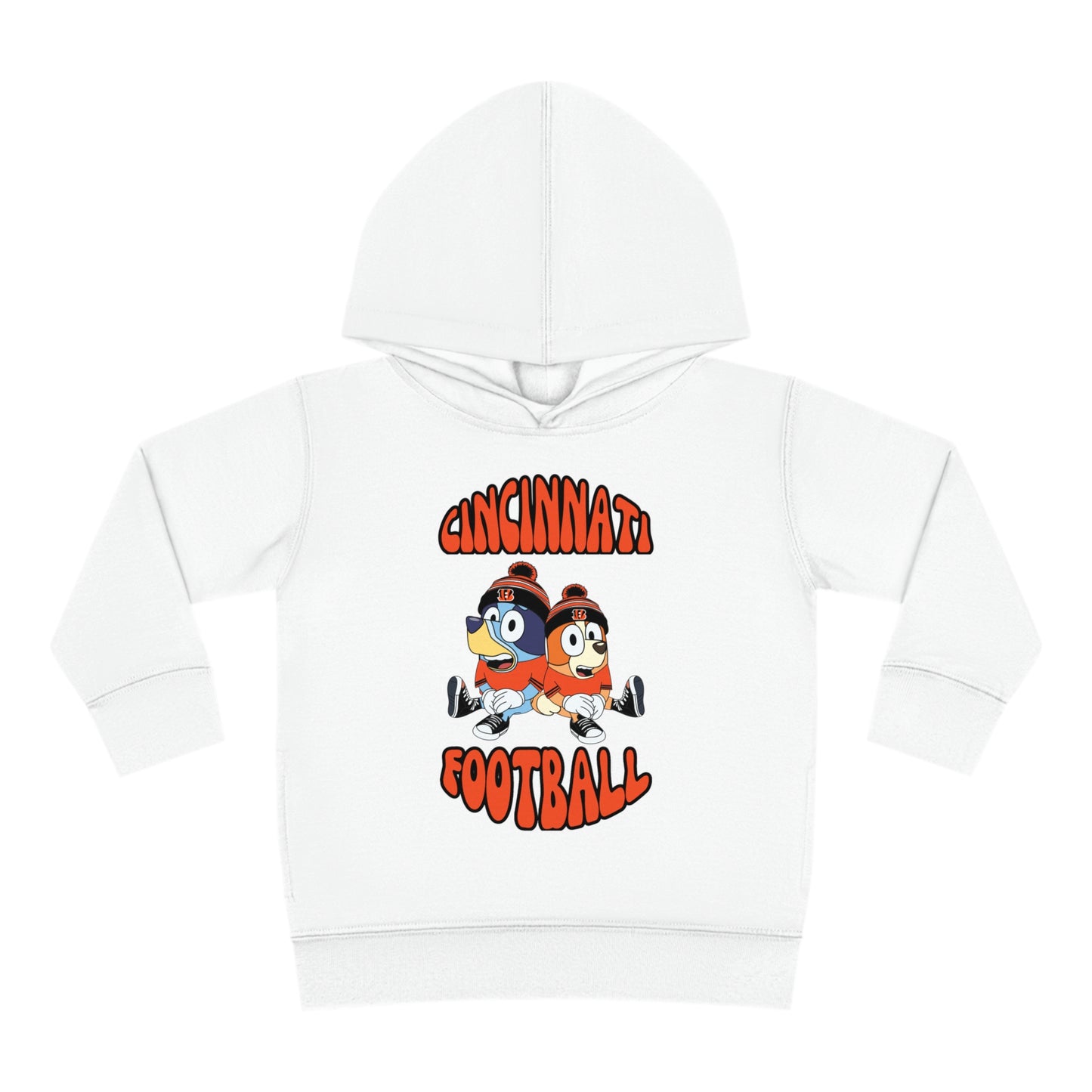 Toddler Bluey & Bingo Design Cincinnati Bengals Football - Inspired Pullover Fleece Hoodie