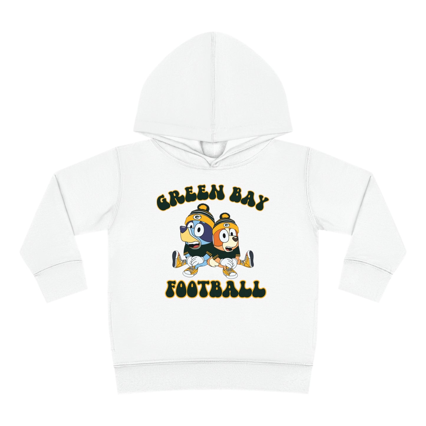 Toddler Bluey & Bingo Design Green Bay Football - Inspired Pullover Fleece Hoodie