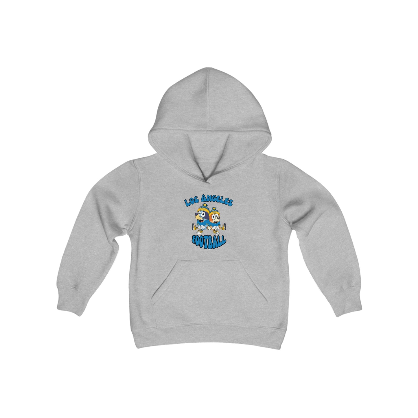 Youth Bluey & Bingo Design Chargers Football - Inspired Heavy Blend Hooded Sweatshirt