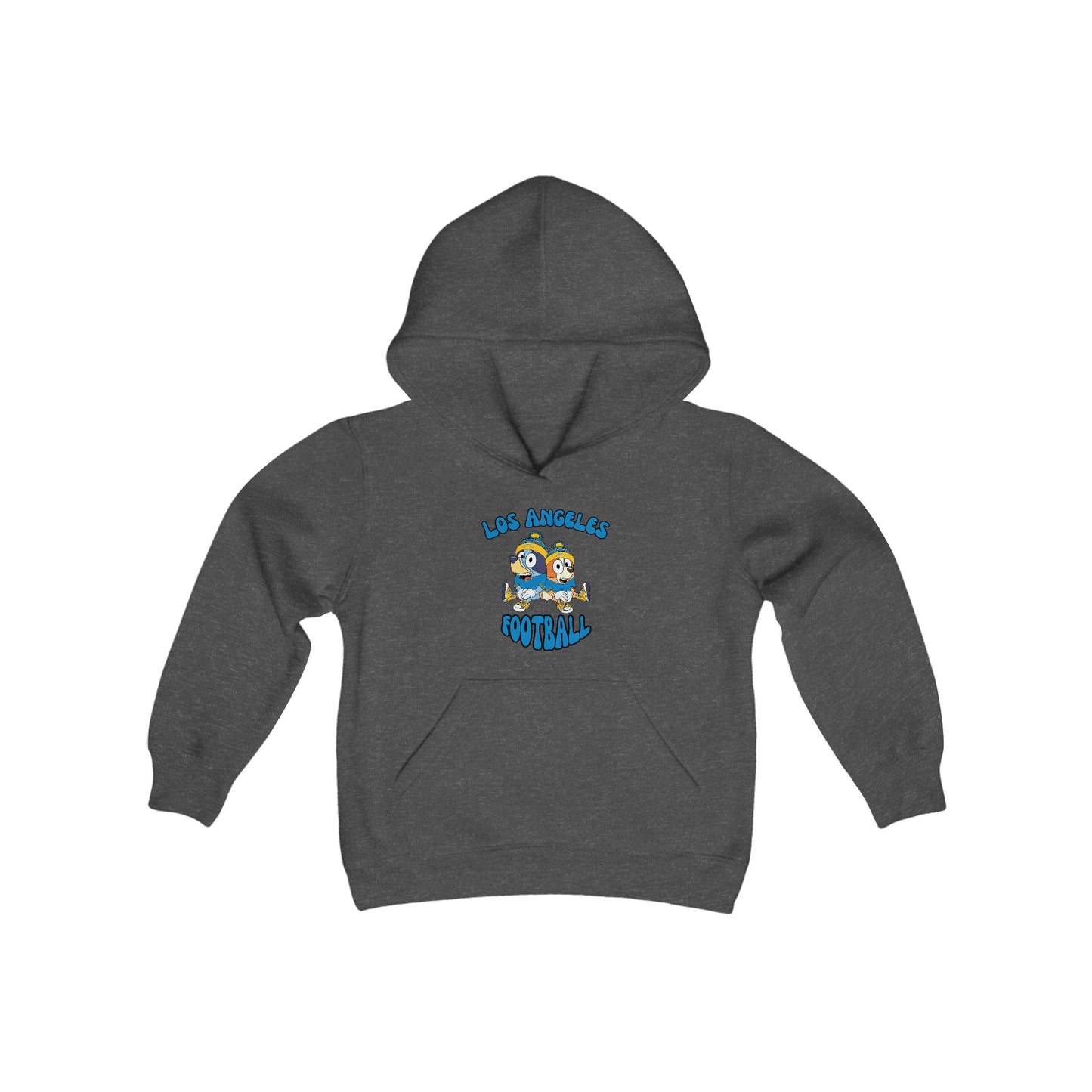 Youth Bluey & Bingo Design Chargers Football - Inspired Heavy Blend Hooded Sweatshirt