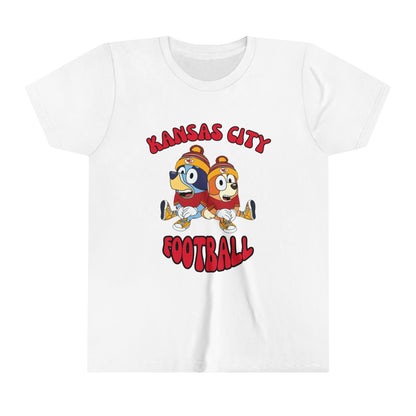 Youth Bluey & Bingo Design Kansas City Chiefs Football - Inspired T-Shirt