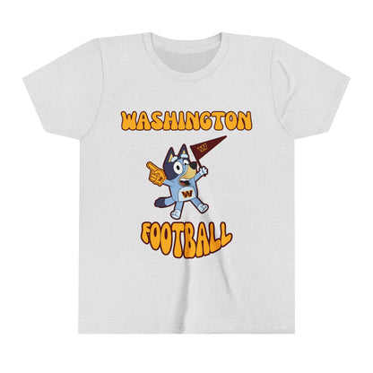 Youth Bluey Design Washington Commanders Football -Inspired T-Shirt