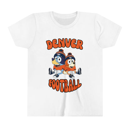 Youth Bluey & Bingo Design Broncos Football - Inspired T-Shirt