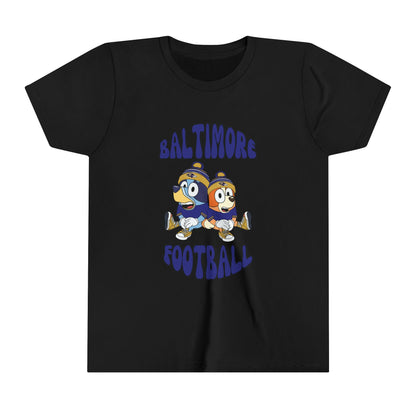 Youth Bluey & Bingo Design Ravens Football - Inspired T-Shirt