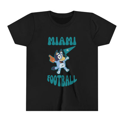 Youth Bluey Design Miami Dolphins Football -Inspired T-Shirt