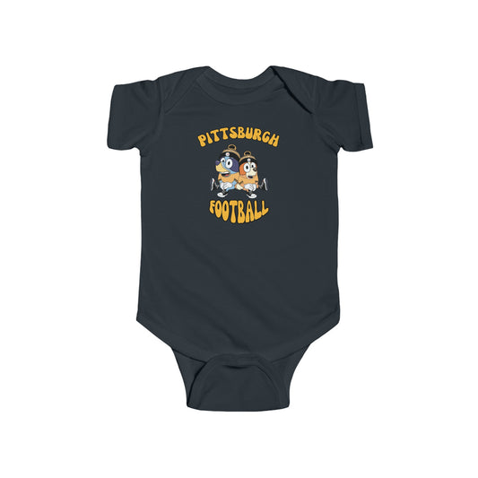 Infant Bluey & Bingo Design Pittsburgh Steelers Football - Inspired Onesie