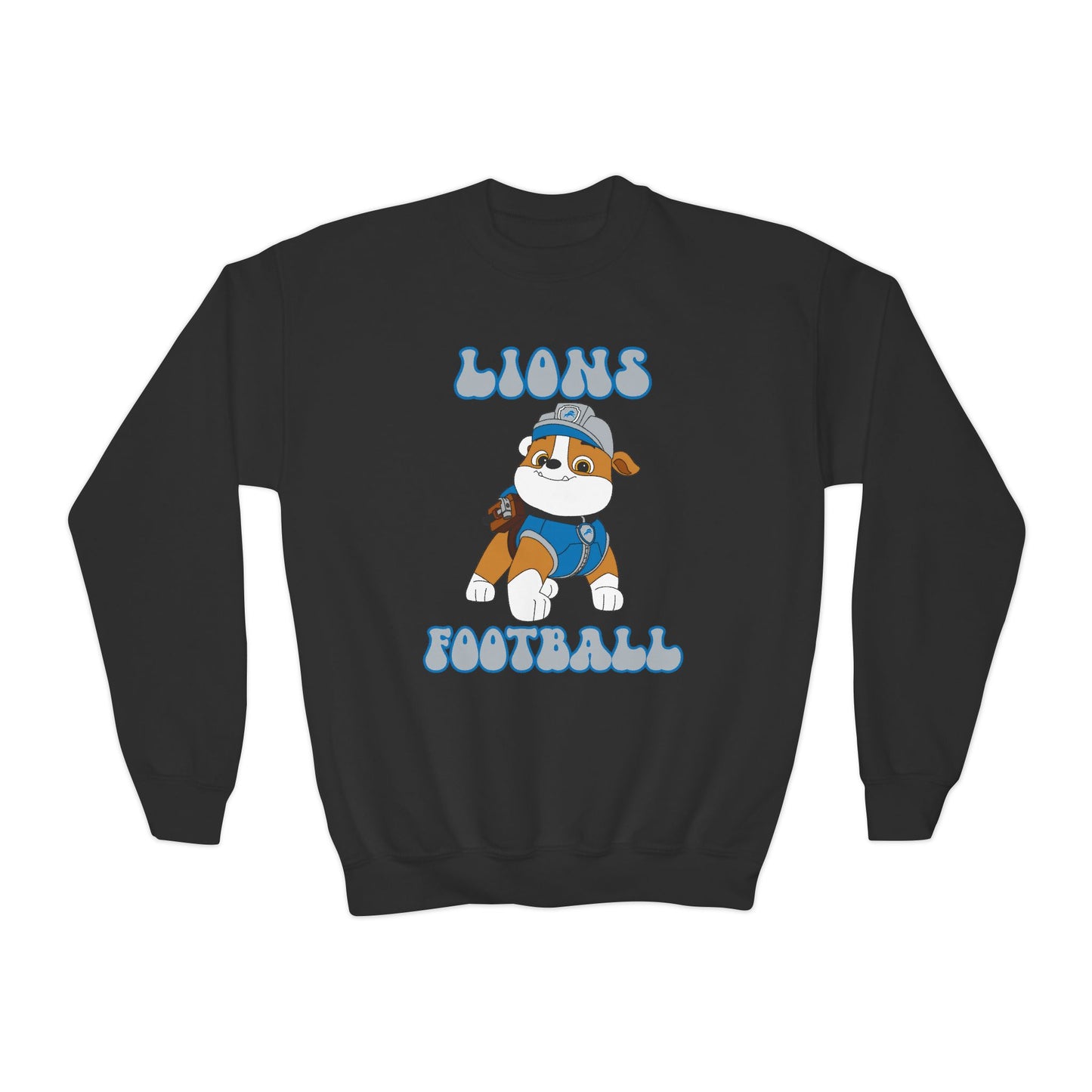 Rubble Paw Patrol Lions Football Youth Crewneck Sweatshirt