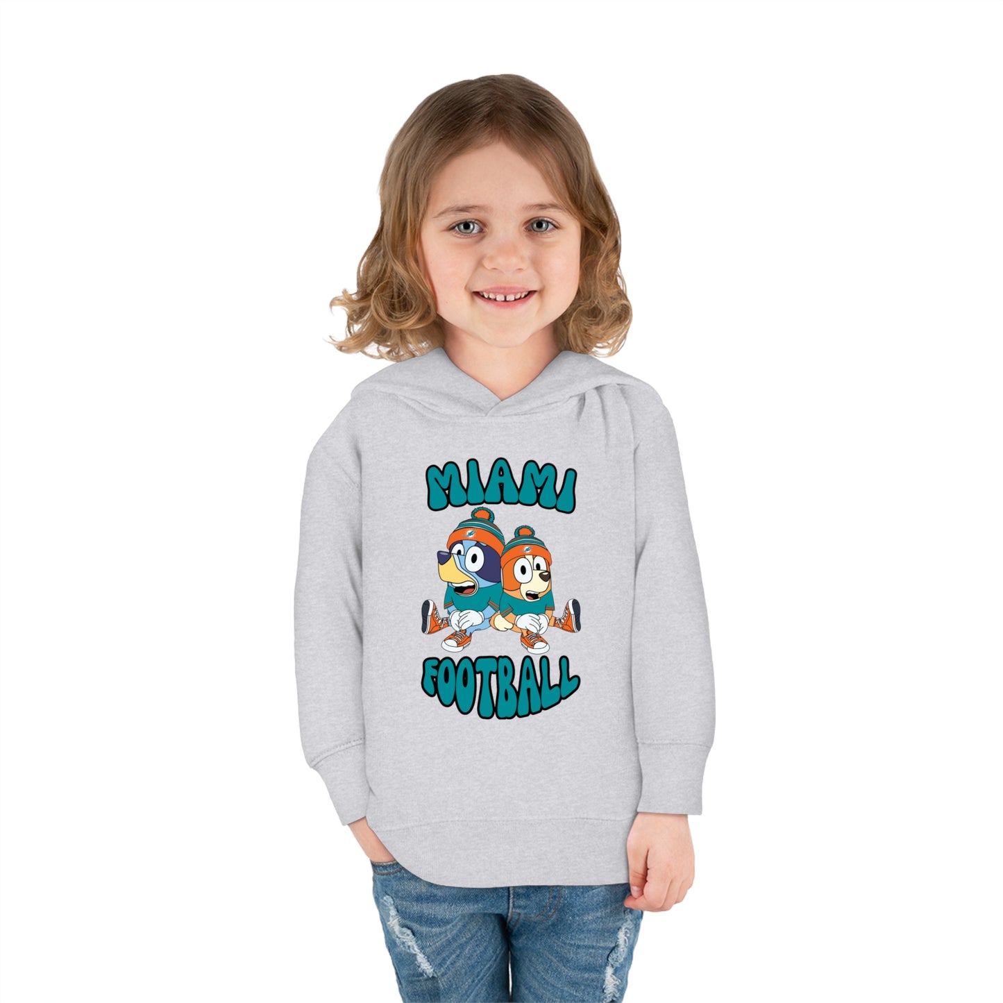 Toddler Bluey & Bingo Design Dolphins Football - Inspired Pullover Fleece Hoodie