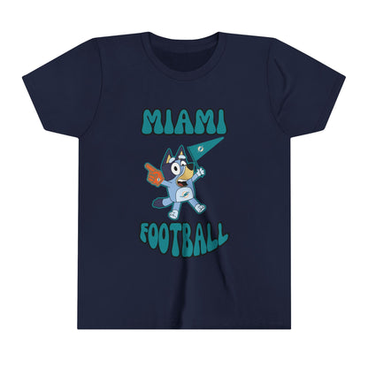 Youth Bluey Design Miami Dolphins Football -Inspired T-Shirt