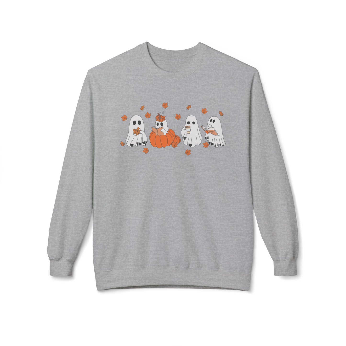 Halloween Spooky Book Lover Crewneck Sweatshirt – Comfort & Style for Spooky Season