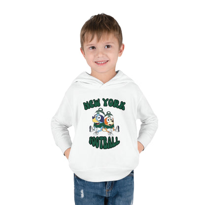 Toddler Bluey & Bingo Design New York Jets Football - Inspired Pullover Fleece Hoodie