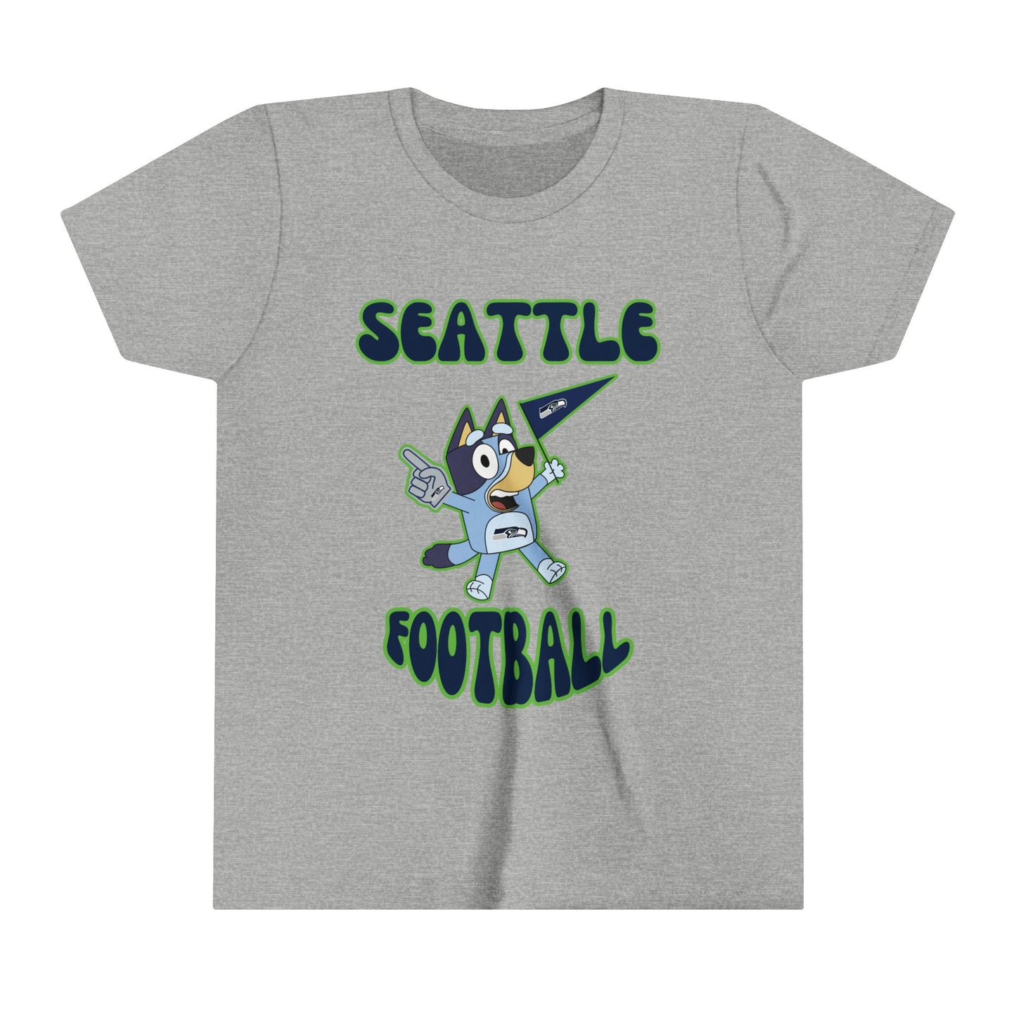 Youth Bluey Design Seattle Seahawks Football -Inspired T-Shirt