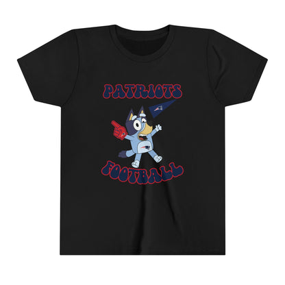 Youth Bluey Design Patriots Football-Inspired T-Shirt