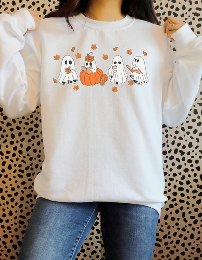 Halloween Spooky Book Lover Crewneck Sweatshirt – Comfort & Style for Spooky Season