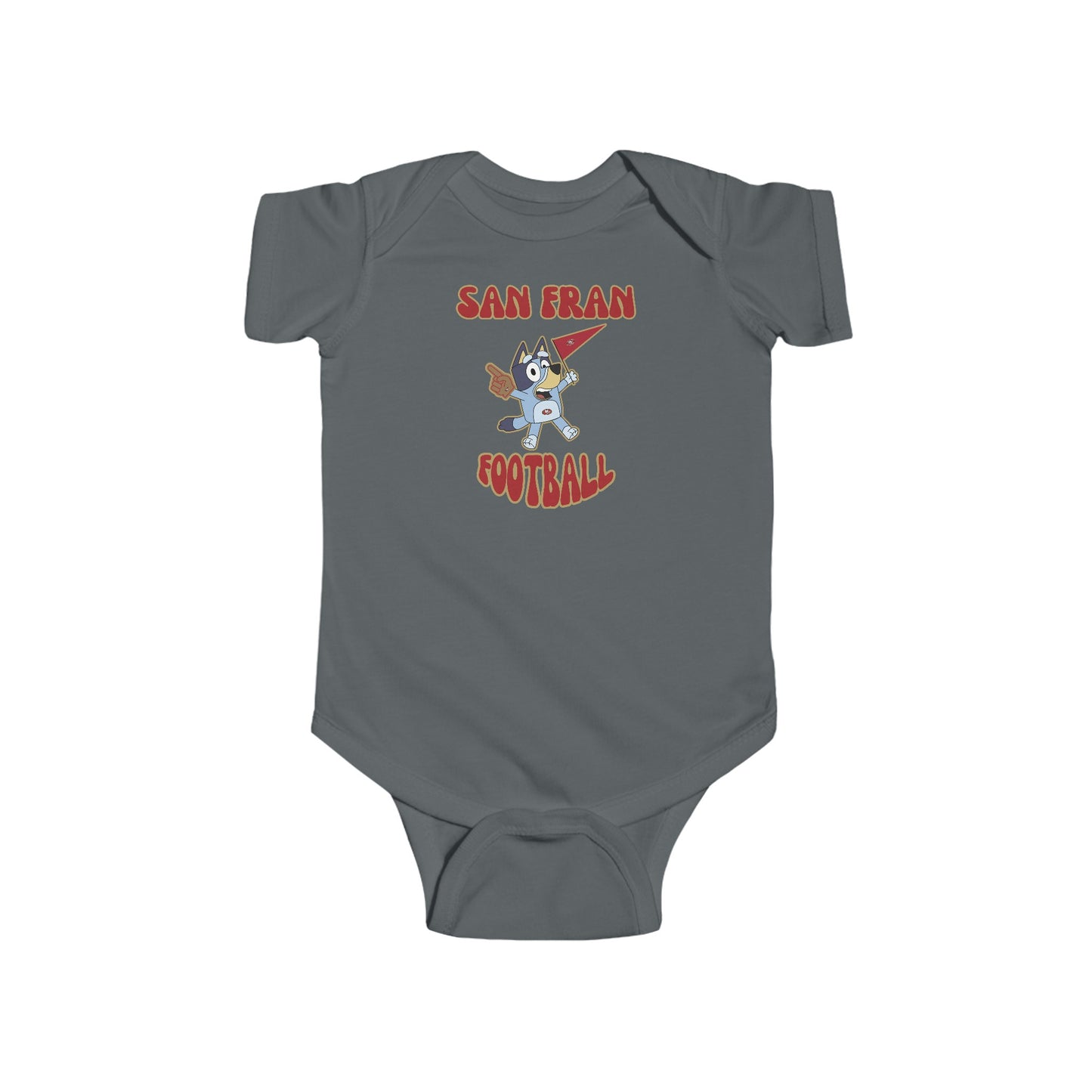 Infant Bluey Design San Francisco 49ers Football -Inspired Bodysuit