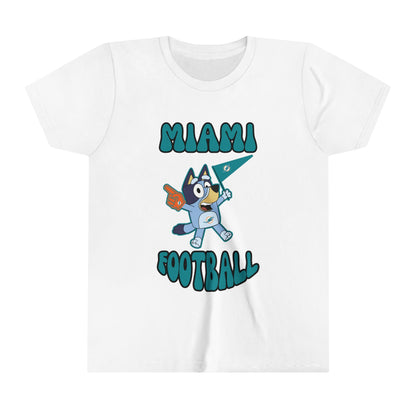 Youth Bluey Design Miami Dolphins Football -Inspired T-Shirt