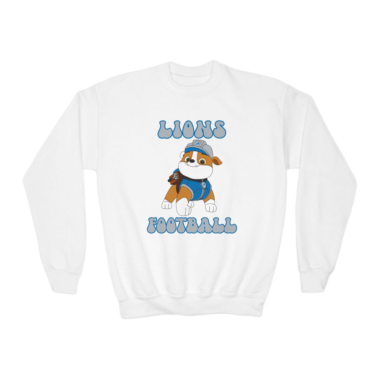 Rubble Paw Patrol Lions Football Youth Crewneck Sweatshirt