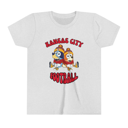 Youth Bluey & Bingo Design Kansas City Chiefs Football - Inspired T-Shirt