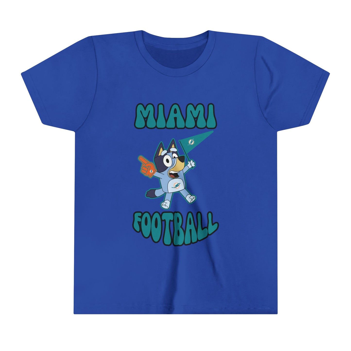 Youth Bluey Design Miami Dolphins Football -Inspired T-Shirt