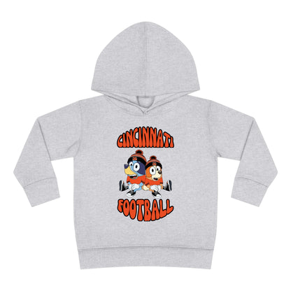 Toddler Bluey & Bingo Design Cincinnati Bengals Football - Inspired Pullover Fleece Hoodie