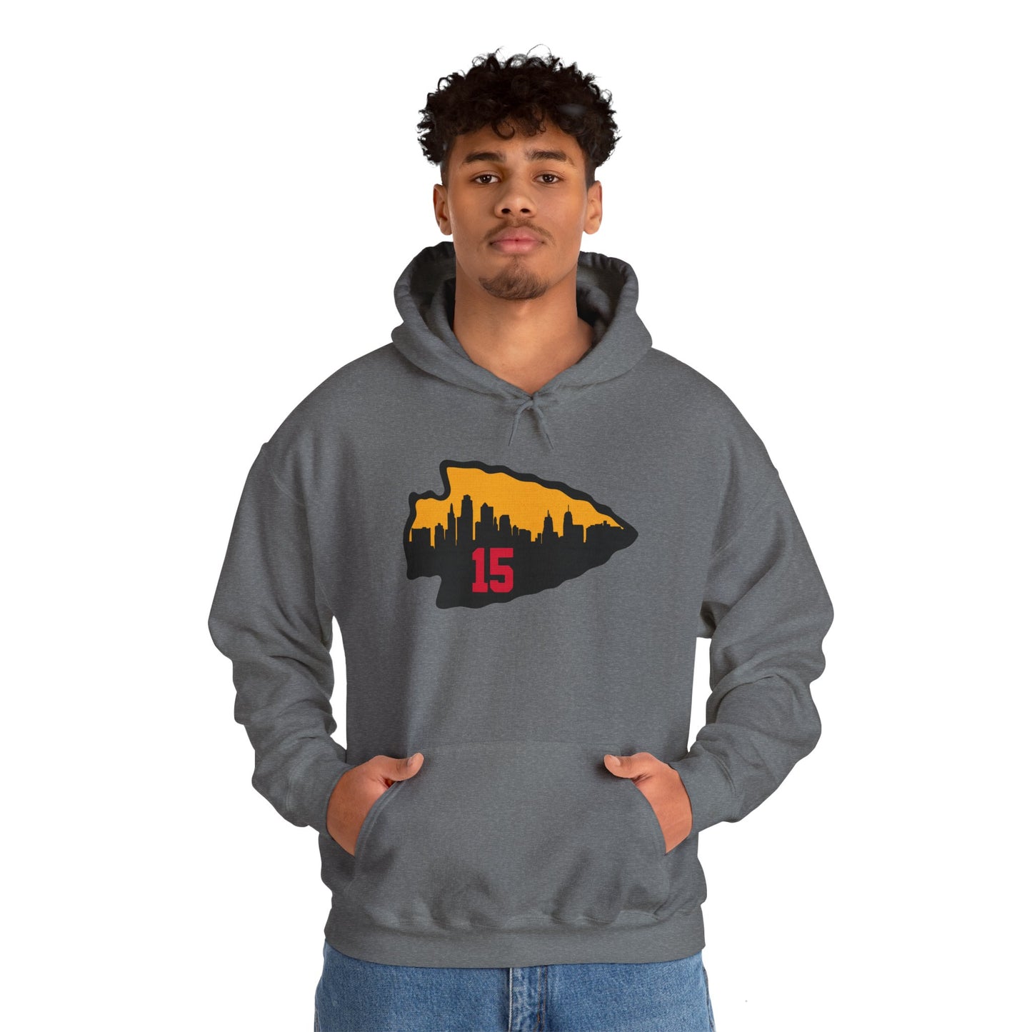 Unisex Kansas City 15 Mahomes Hoodie -  Heavy Blend