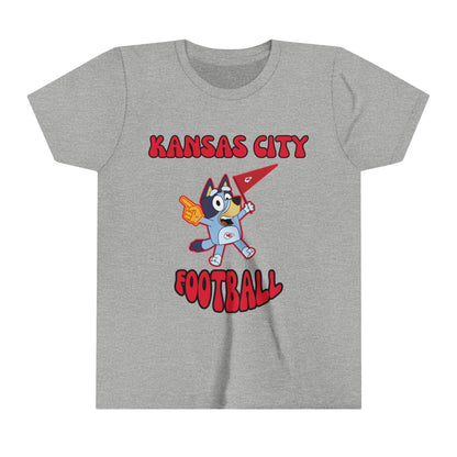 Youth Bluey Design Kansas City Chiefs Football -Inspired T-Shirt