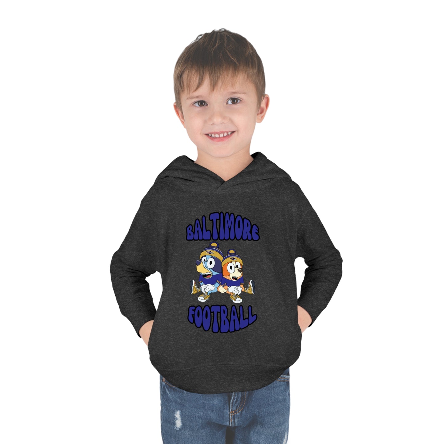 Toddler Bluey & Bingo Design Ravens Football - Inspired Pullover Fleece Hoodie