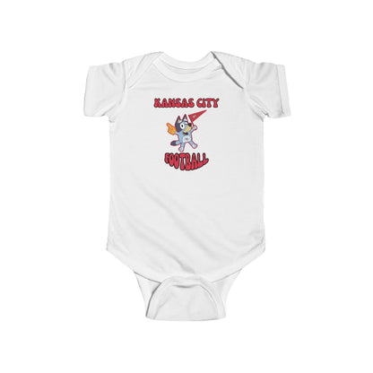 Infant Bluey Design Kansas City Chiefs Football -Inspired Bodysuit