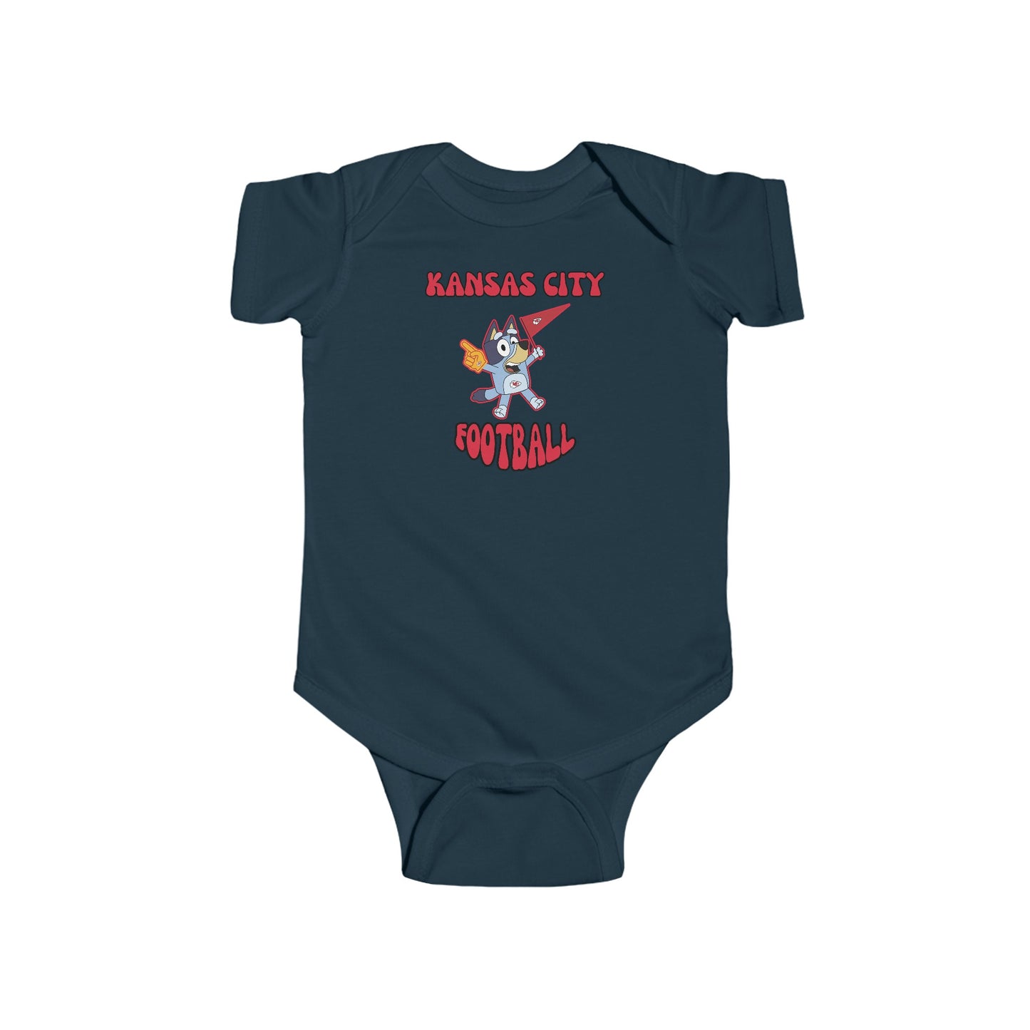 Infant Bluey Design Kansas City Chiefs Football -Inspired Bodysuit