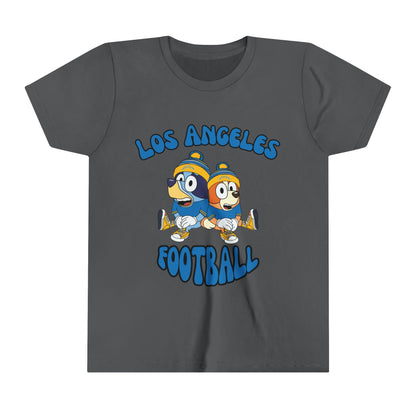 Youth Bluey & Bingo Design Chargers Football - Inspired T-Shirt