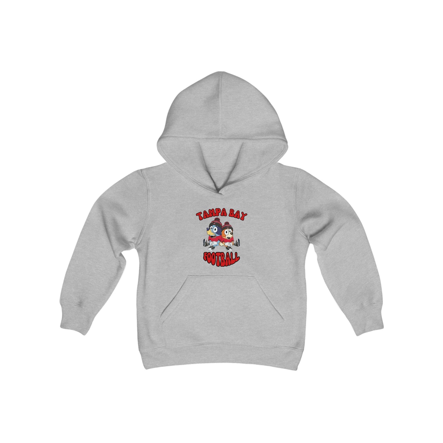 Youth Bluey & Bingo Design Buccaneers Football - Inspired Heavy Blend Hooded Sweatshirt