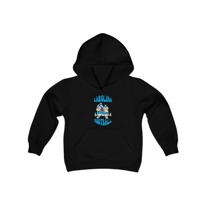 Youth Bluey & Bingo Design Carolina Panthers Football - Inspired Heavy Blend Hooded Sweatshirt