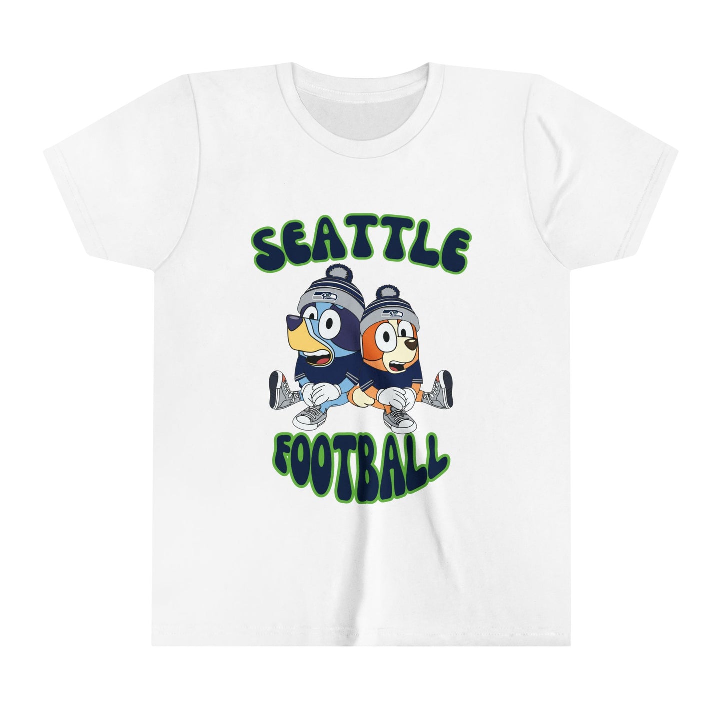 Youth Bluey & Bingo Design Seahawks Football - Inspired T-Shirt