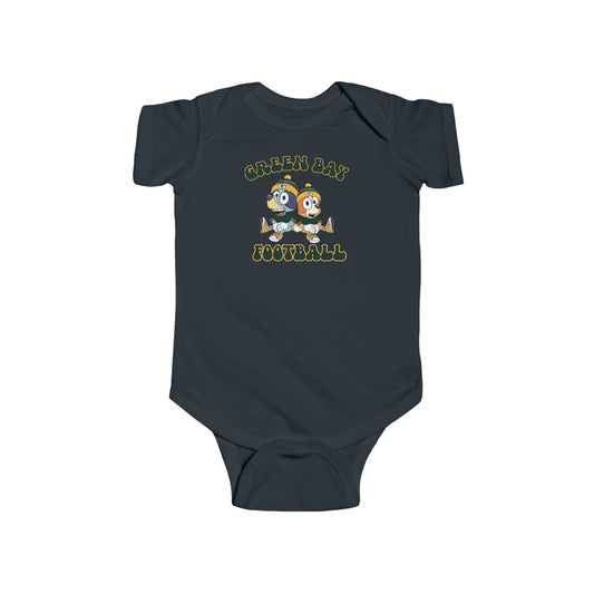 Infant Bluey & Bingo Design Green Bay Football - Inspired Onesie