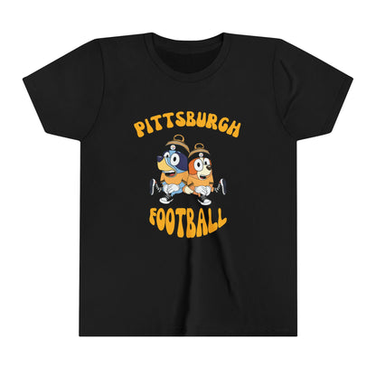 Youth Bluey & Bingo Design Pittsburgh Steelers Football - Inspired T-Shirt