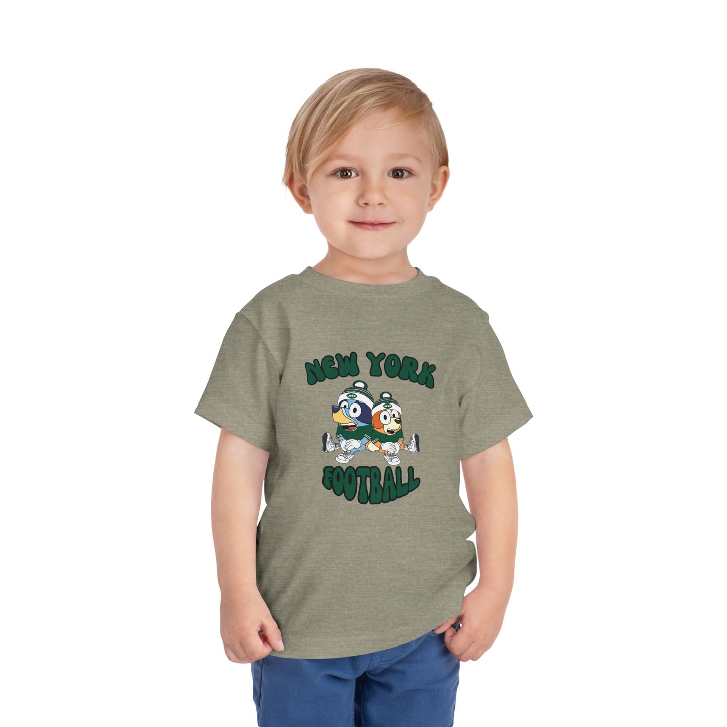 Toddler Bluey & Bingo Design New York Jets Football - Inspired T-Shirt