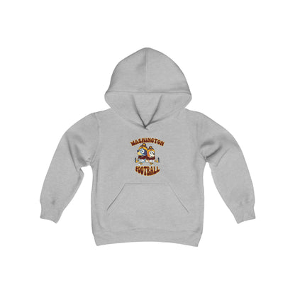 Youth Bluey & Bingo Design Commanders Football - Inspired Heavy Blend Hooded Sweatshirt