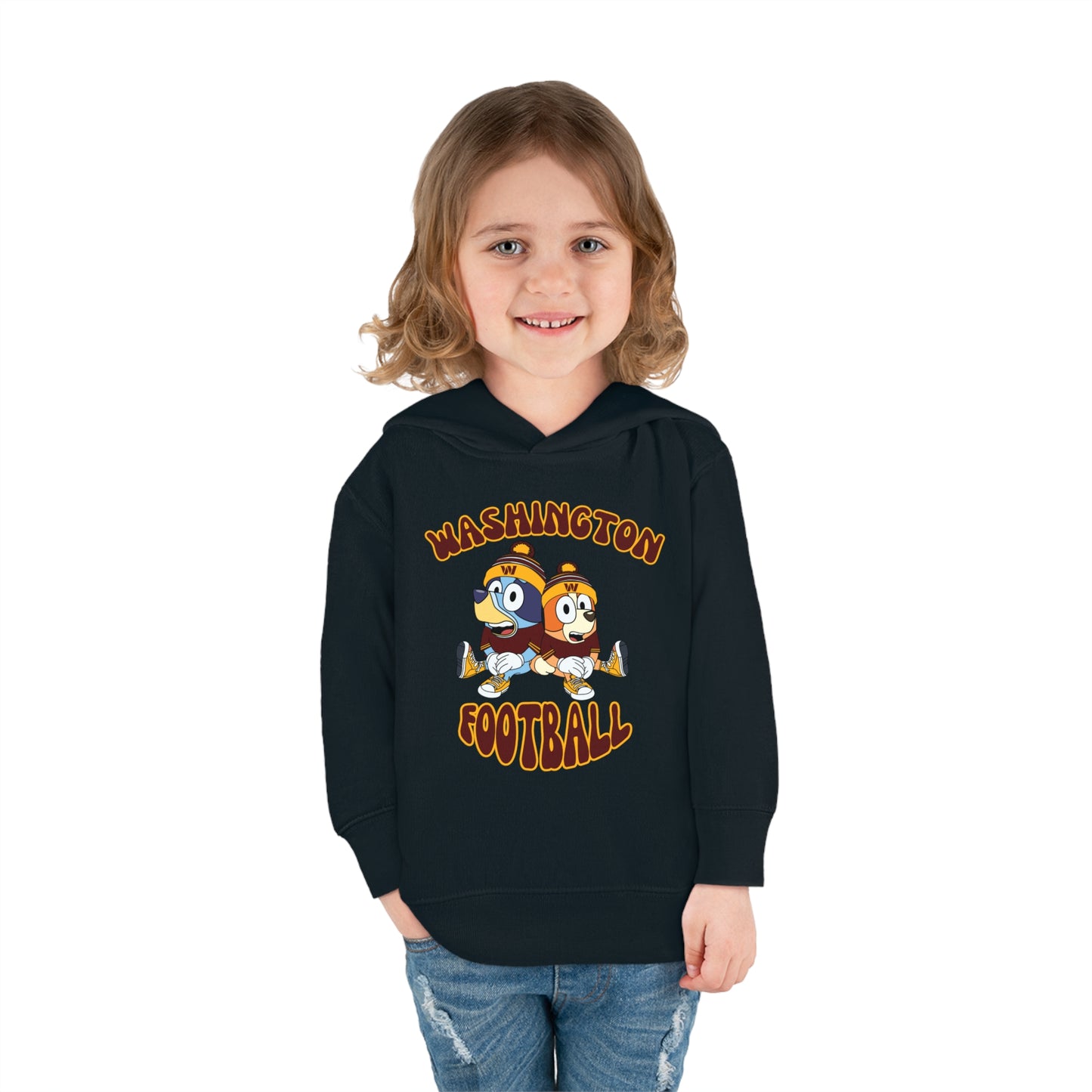 Toddler Bluey & Bingo Design Commanders Football - Inspired Pullover Fleece Hoodie