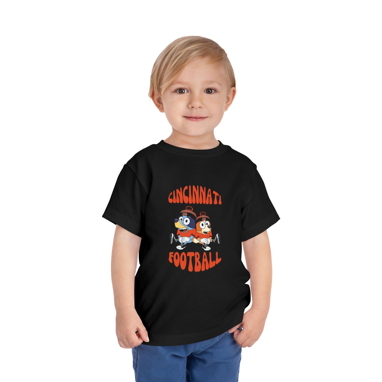 Toddler Bluey & Bingo Design Cincinnati Bengals Football - Inspired T-Shirt