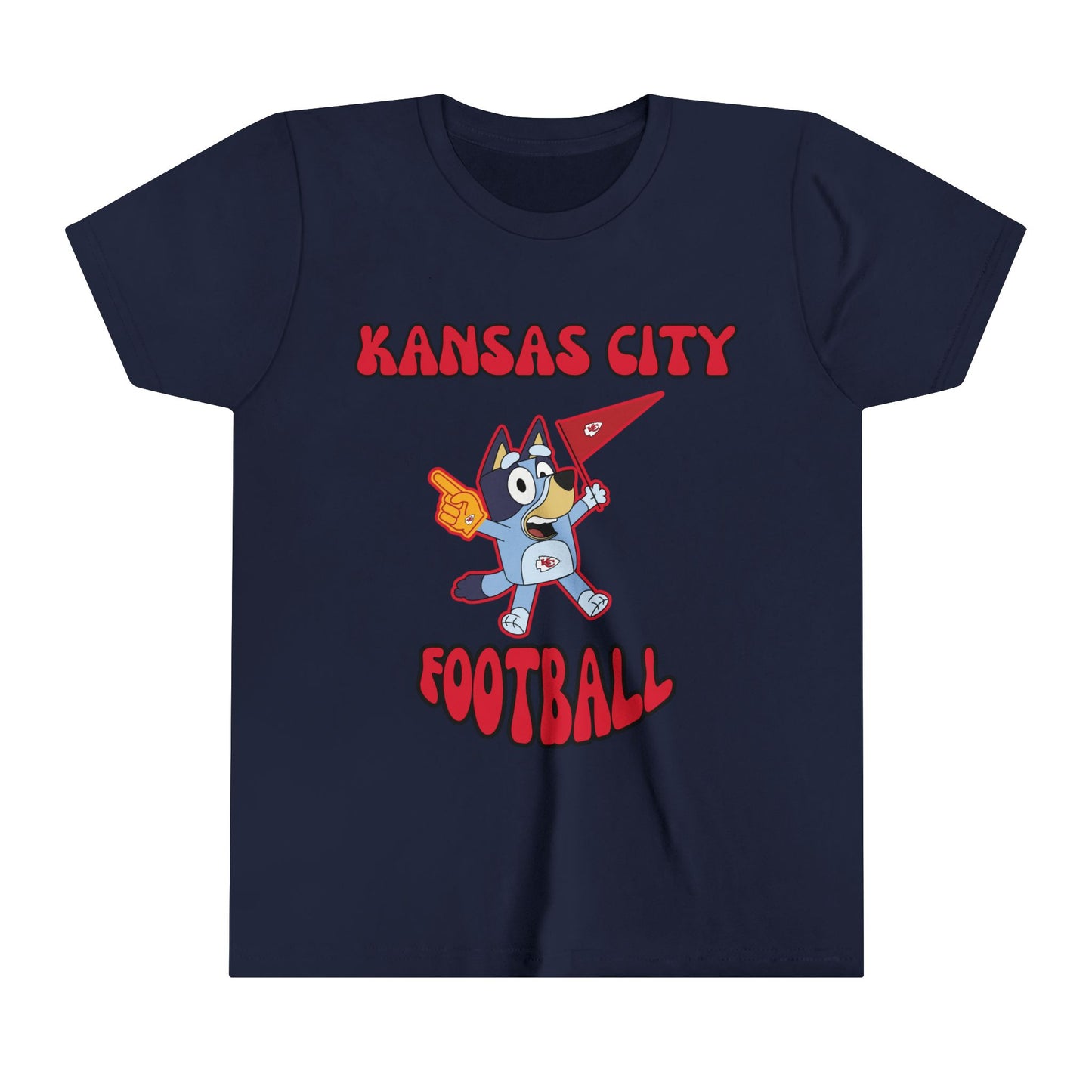 Youth Bluey Design Kansas City Chiefs Football -Inspired T-Shirt