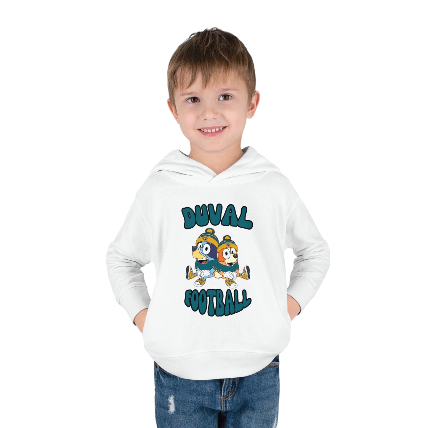 Toddler Bluey & Bingo Design Jaguars Football - Inspired Pullover Fleece Hoodie