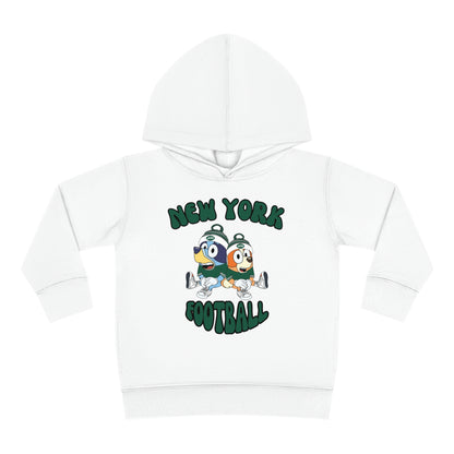 Toddler Bluey & Bingo Design New York Jets Football - Inspired Pullover Fleece Hoodie