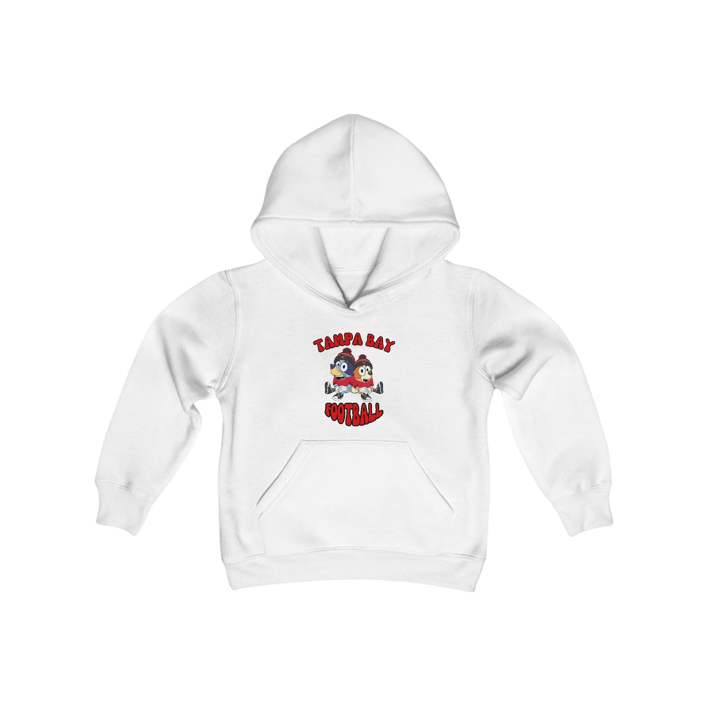 Youth Bluey & Bingo Design Buccaneers Football - Inspired Heavy Blend Hooded Sweatshirt